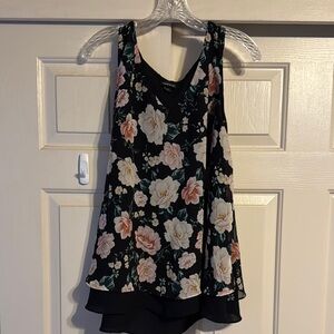 Floral Black Sleeveless Top